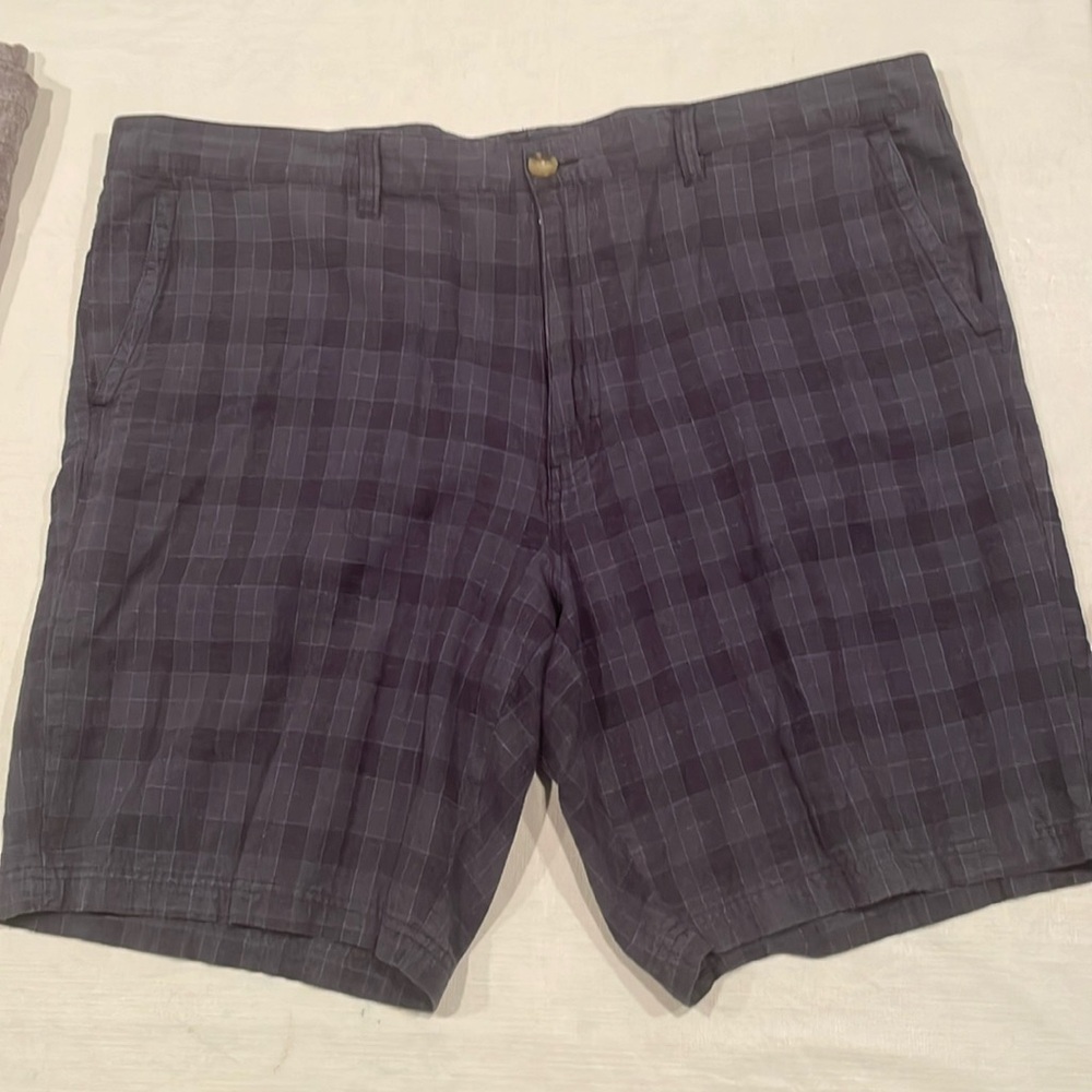 Men’s Linen/Cotton Navy Plaid Shorts -Size 42W